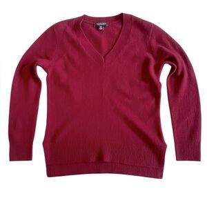 Saks Fifth Avenue Burgundy 100% Cashmere V-Neck Sweater XS
